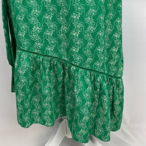 St. Roche Wrap Dress Short Sleeves Cotton Embroidery Green Floral Size XS Summer - Picture 10 of 16